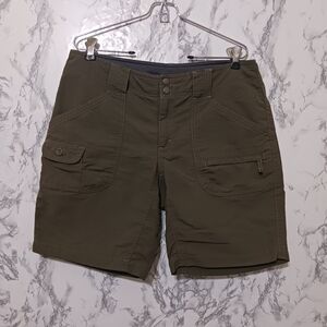 The North Face Outdoor Hiking Nylon Cargo Long Olive Green Shorts Womens 12